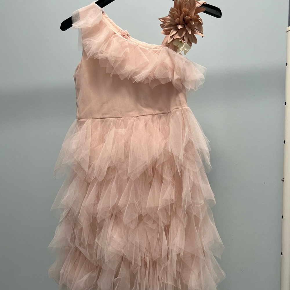 Elegant Pink Ruffled Kids Dress